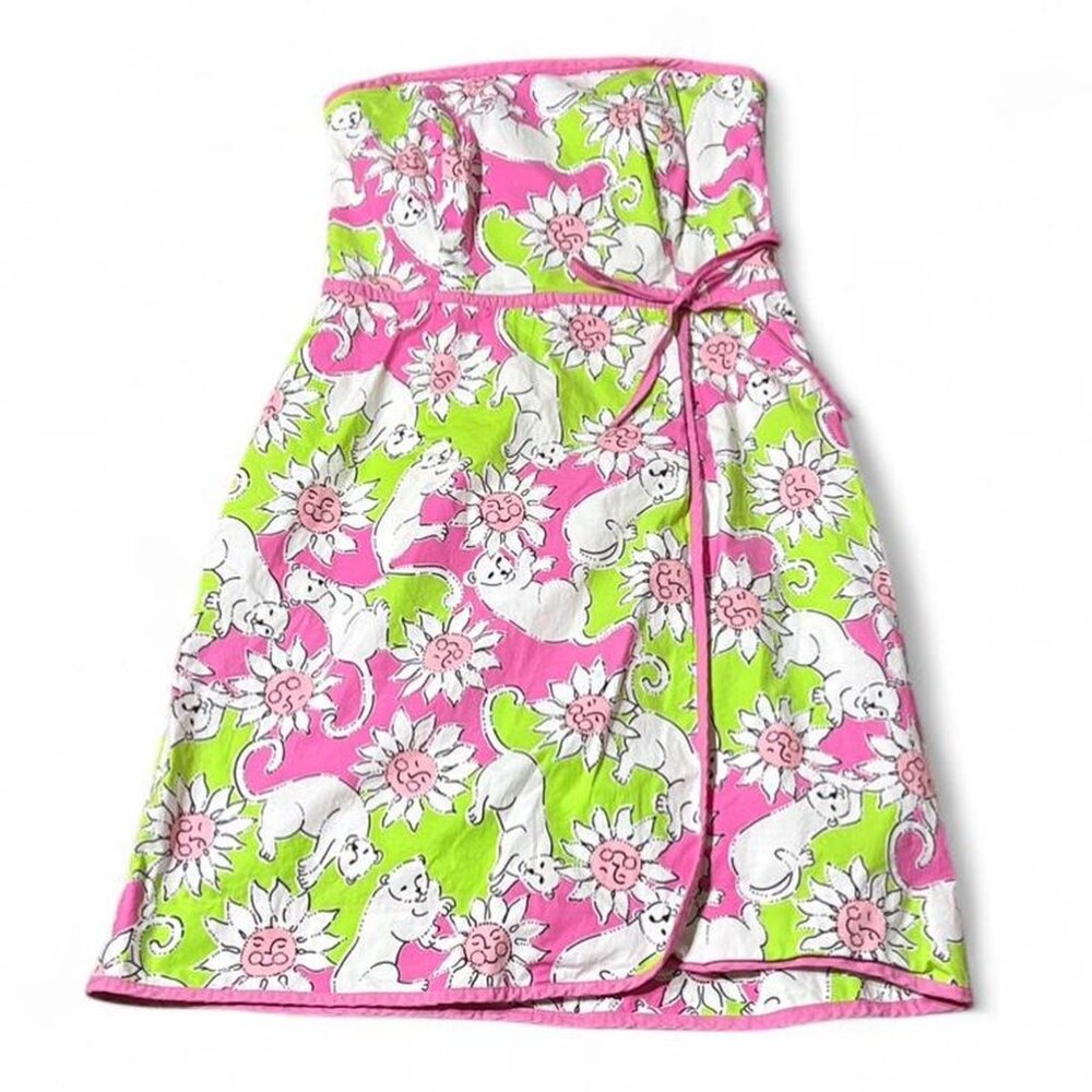 Lilly Pulitzer vintage 90s white label size 2 strapless mini dress french fried - Picture 2 of 12